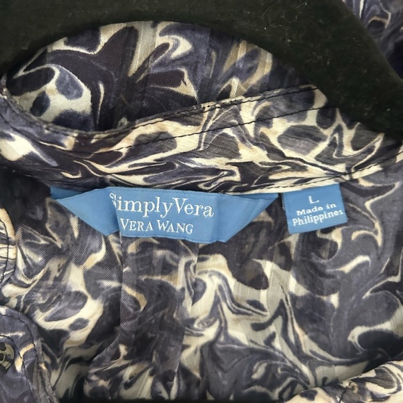 Simply Vera Wang Blouse Top High Neck Floral Purple Sheer Women’s Large - Picture 3 of 9